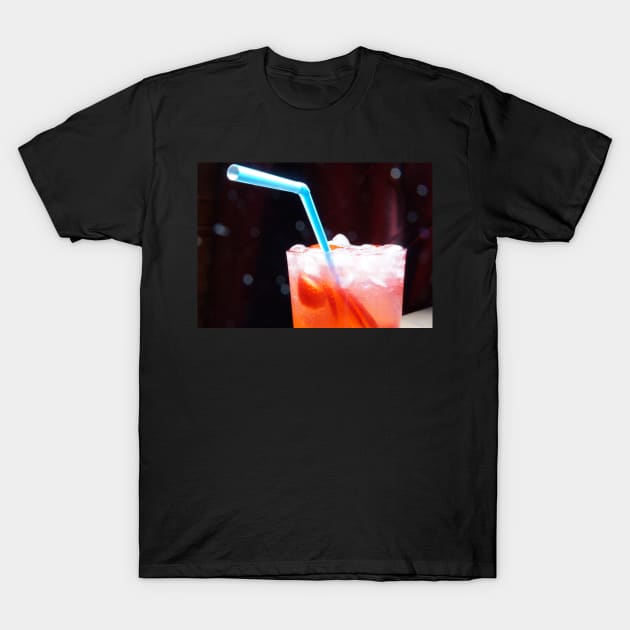 Refreshing Strawberry Drink with Blue Straw T-Shirt by 1Redbublppasswo